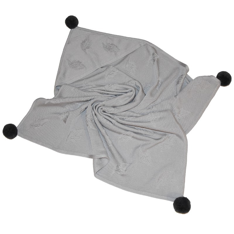 Bamboo blanket "LEAVES" GREY