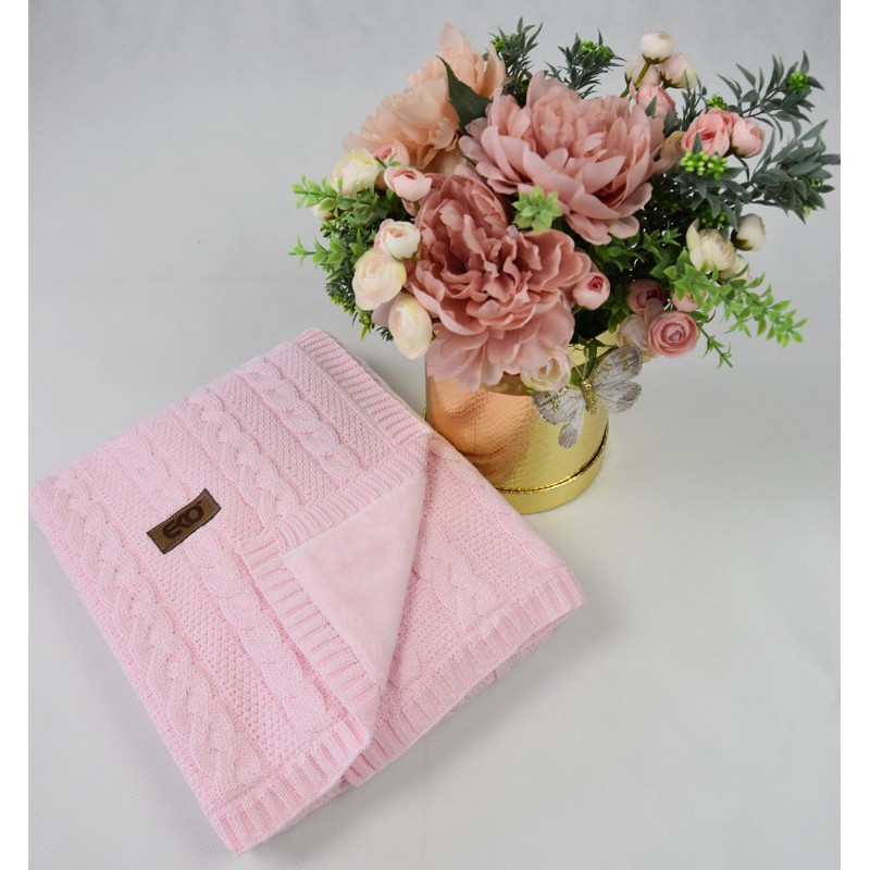 Dečka z pleteniny s kožešina podšívkou PINK