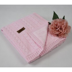 Knitted blanket  with fur fabric lining PINK