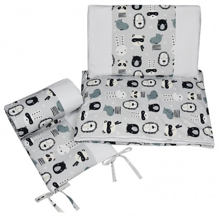 Printed cotton cot bedding set 120x90 cm ANIMAL MASKS