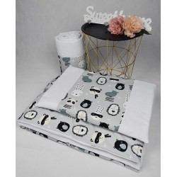 Printed cotton cot bedding set 120x90 cm ANIMAL MASKS