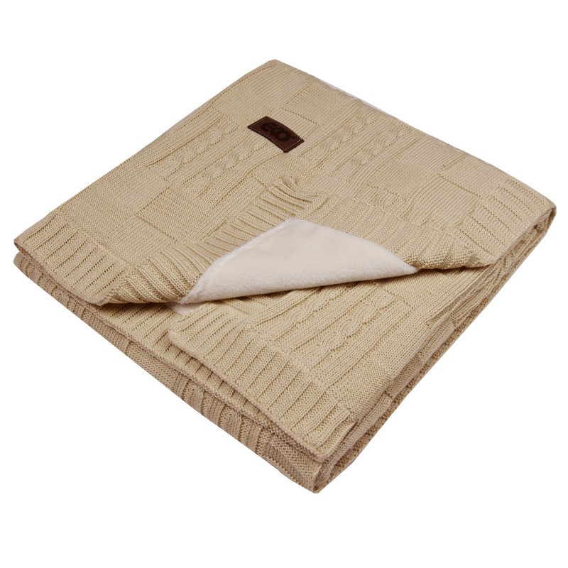 Strickbabydecke mit Plüsch BEIGE