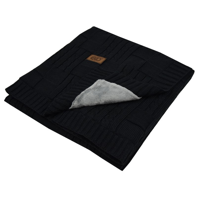 Strickbabydecke mit Plüsch BLACK Strickbabydecke mit Plüsch BLACK