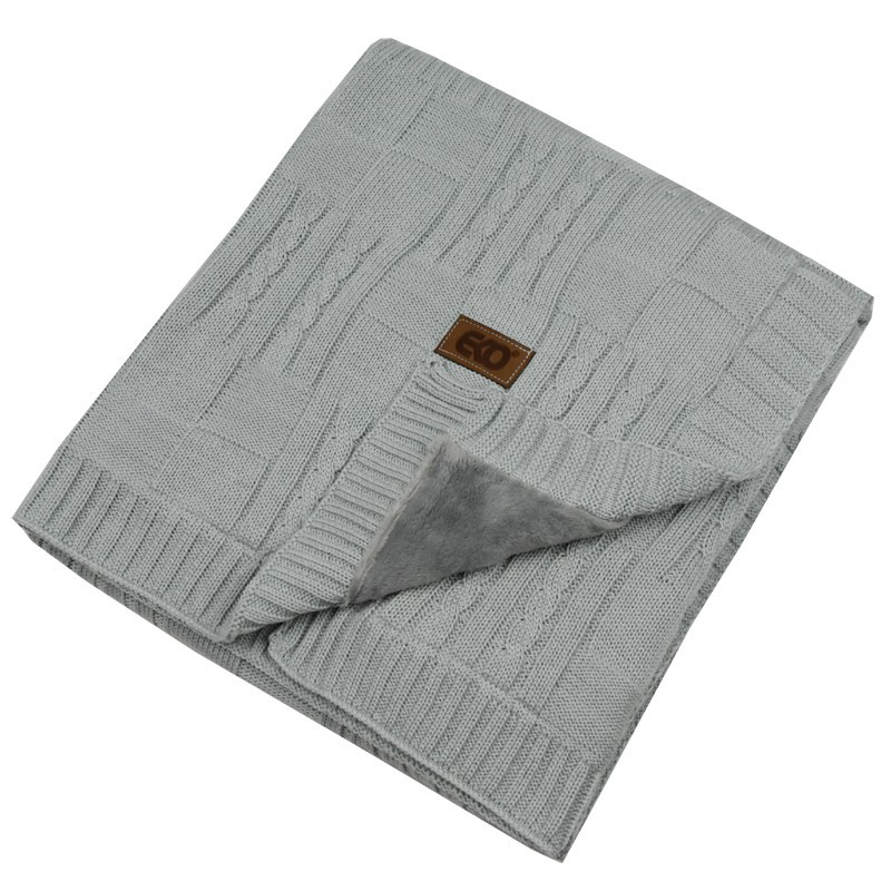 Strickbabydecke mit Plüsch GREY Strickbabydecke mit Plüsch GREY