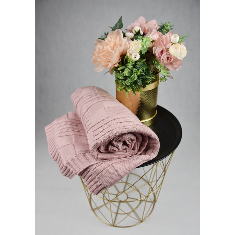 Strickbabydecke mit Plüsch ROSE PINK Strickbabydecke mit Plüsch ROSE PINK