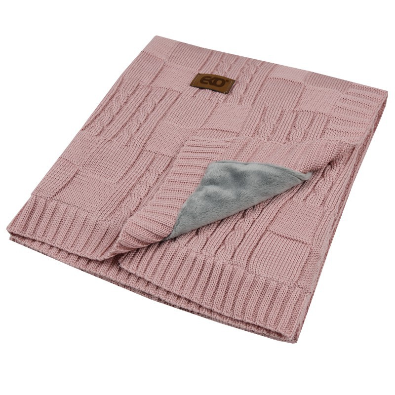 Strickbabydecke mit Plüsch ROSE PINK Strickbabydecke mit Plüsch ROSE PINK