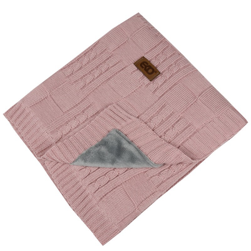Strickbabydecke mit Plüsch ROSE PINK Strickbabydecke mit Plüsch ROSE PINK
