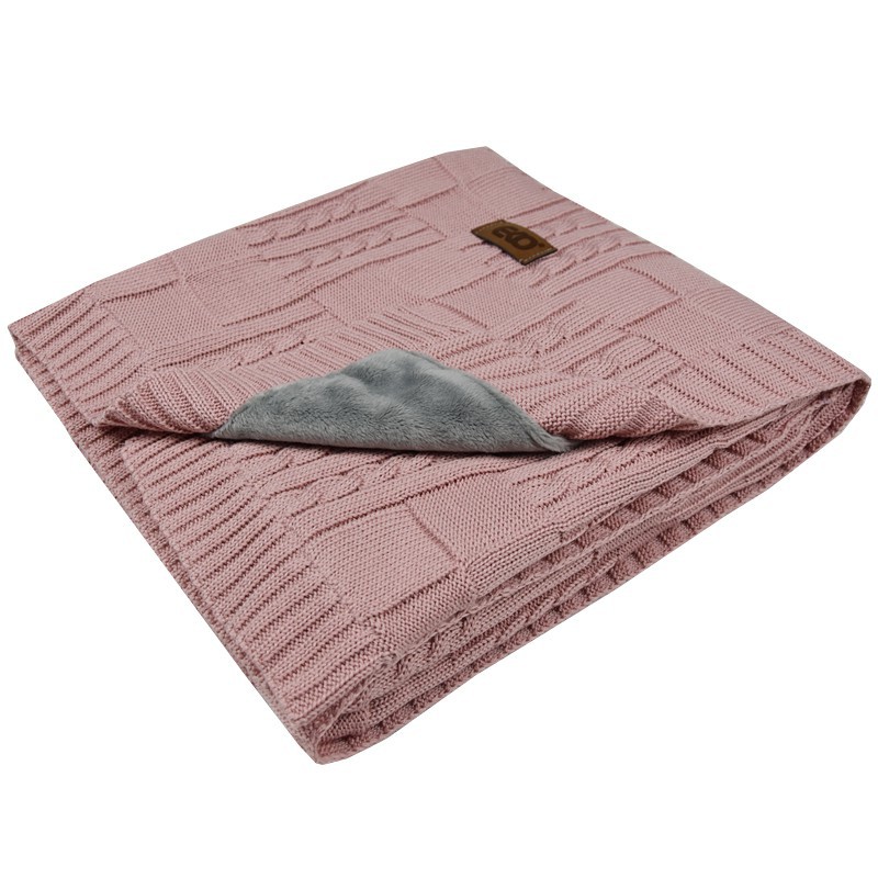 Strickbabydecke mit Plüsch ROSE PINK Strickbabydecke mit Plüsch ROSE PINK