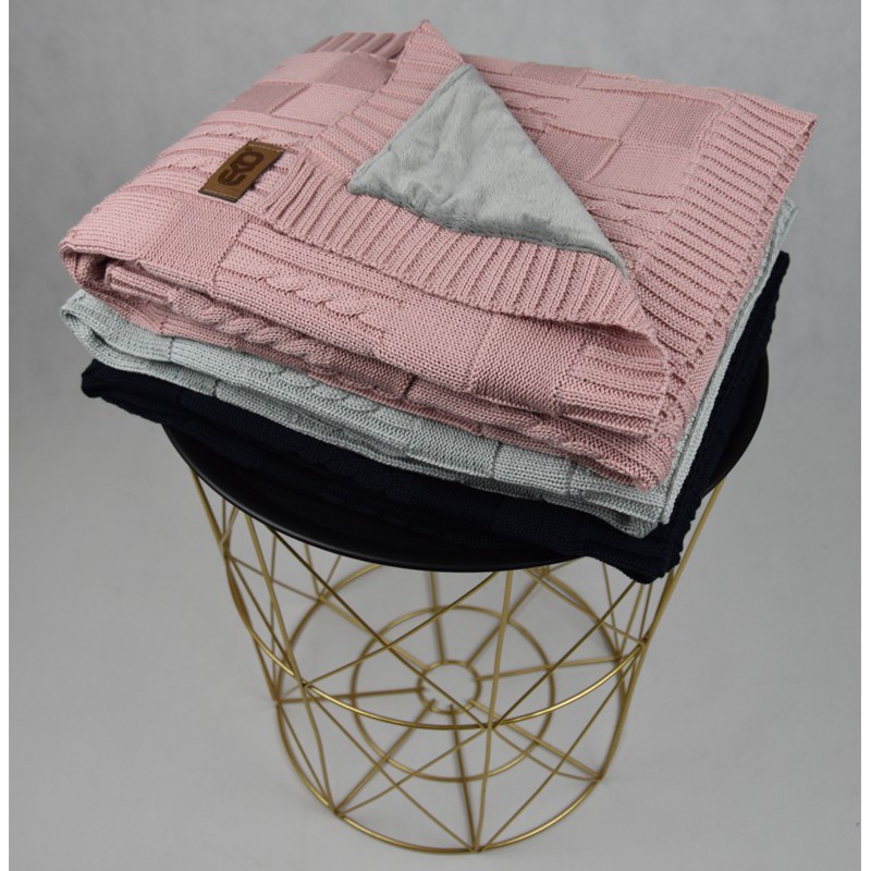 Strickbabydecke mit Plüsch ROSE PINK Strickbabydecke mit Plüsch ROSE PINK