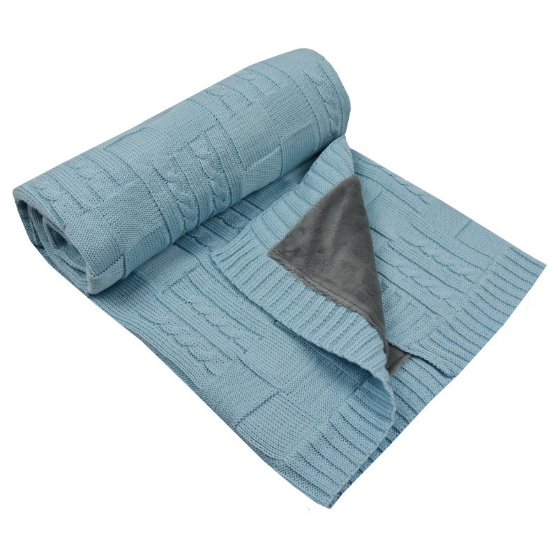 Pletenica žersej dekica s krzna podstavom TURQUOISE