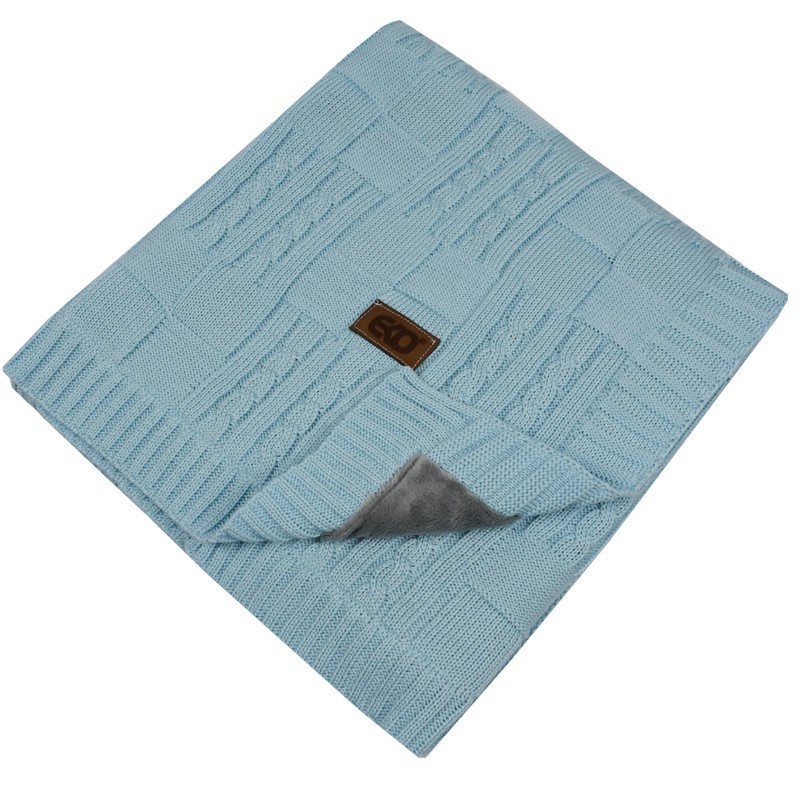 Плед трикотажный подкладка из мех TURQUOISE