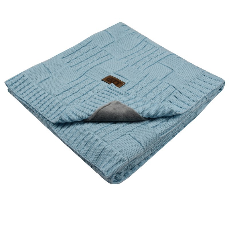 Плед трикотажный подкладка из мех TURQUOISE