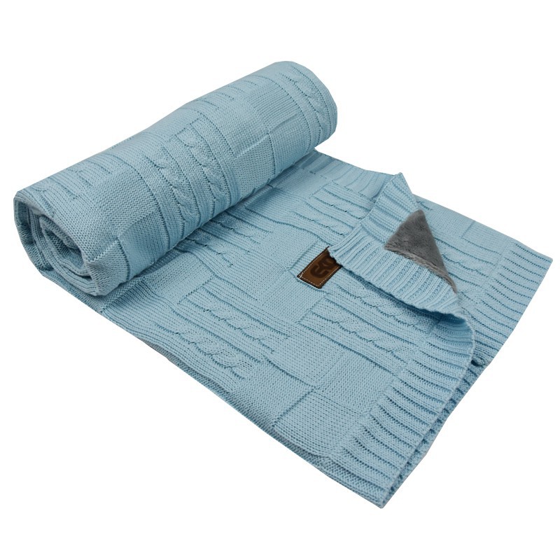 Strickbabydecke mit Plüsch TURQUOISE Strickbabydecke mit Plüsch TURQUOISE