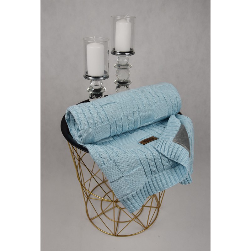 Strickbabydecke mit Plüsch TURQUOISE Strickbabydecke mit Plüsch TURQUOISE