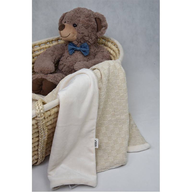 Strickbabydecke mit plüsch BEIGE