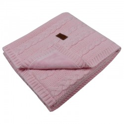 Knitted blanket  with fur fabric lining PINK
