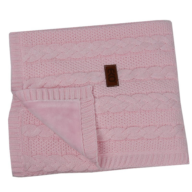 Dečka z pleteniny  s kožušina podšívkou PINK