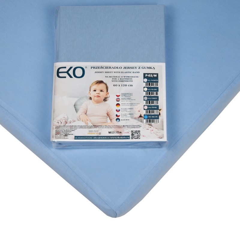 Jersey sheet with elastic band 120 x 60 cm BLUE Jersey sheet with elastic band 120 x 60 cm BLUE