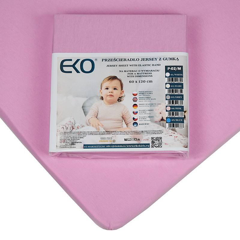 Jersey sheet with elastic band 120 x 60 cm PINK Jersey sheet with elastic band 120 x 60 cm PINK