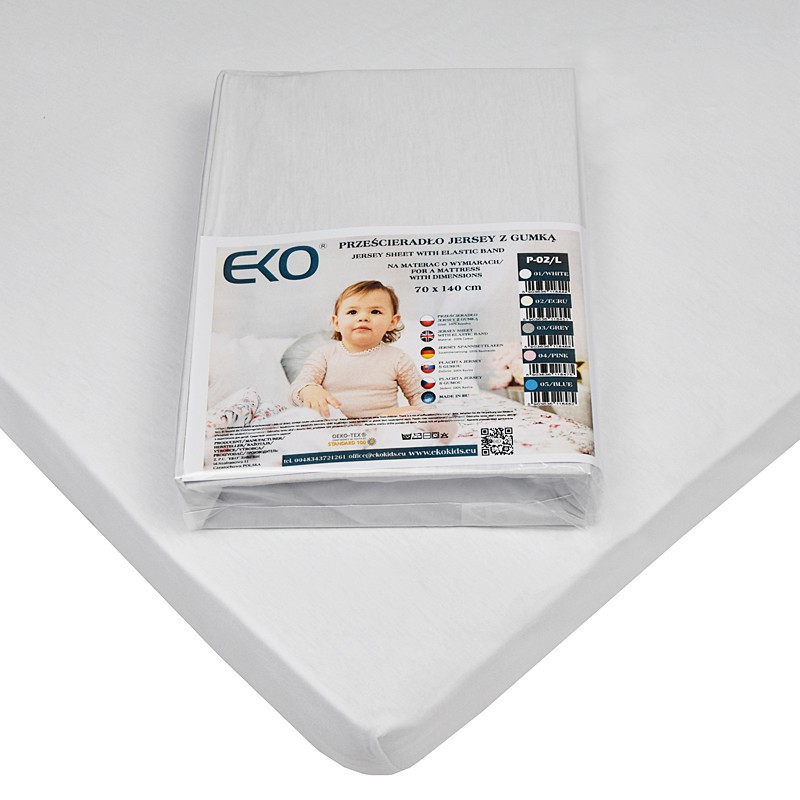Jersey lepedő elasztikus pánttal 140 x 70 cm WHITE Jersey lepedő elasztikus pánttal 140 x 70 cm WHITE