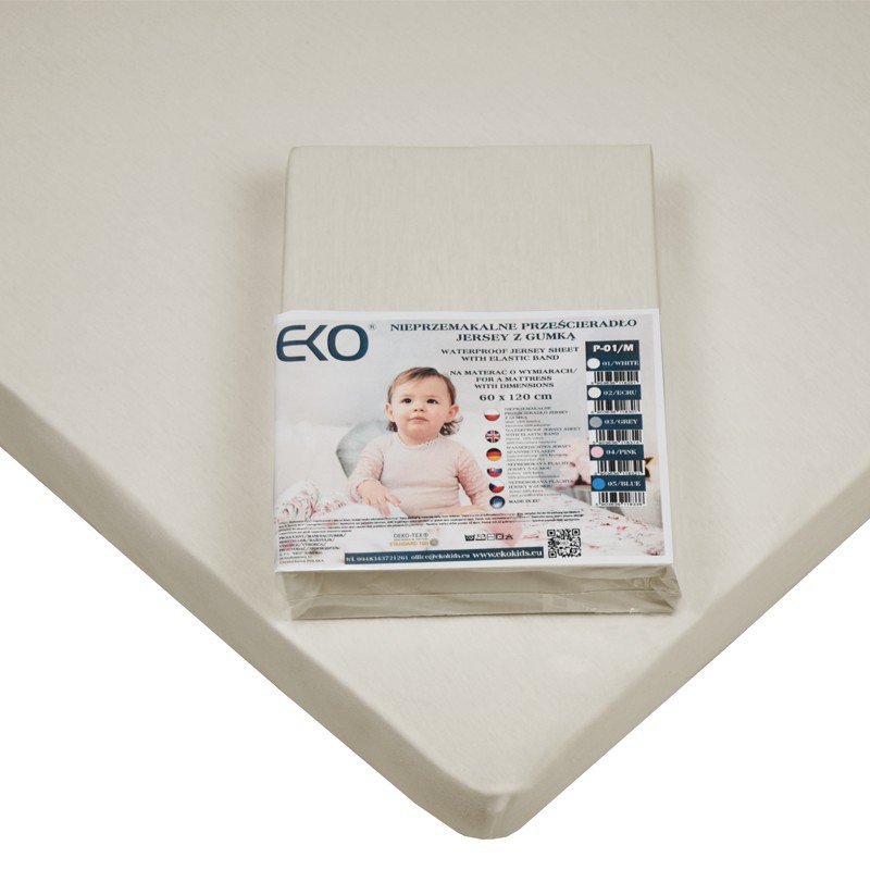 Nieprzemakalne prześcieradło jersey z gumką 120 x 60 cm ECRU Nieprzemakalne prześcieradło jersey z gumką 120 x 60 cm ECRU