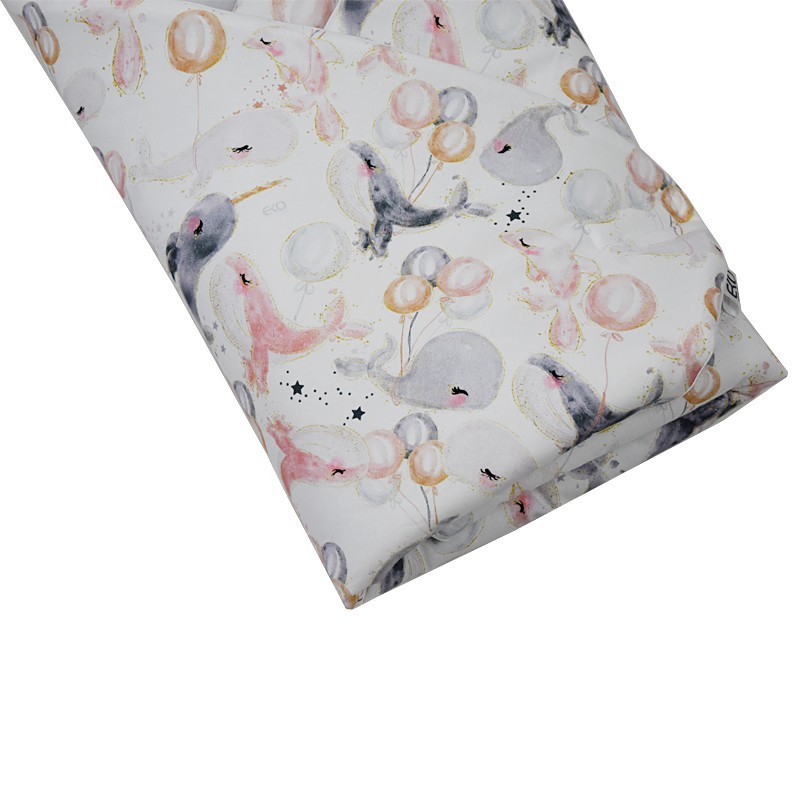 Printed Cotton Swaddle Blanket WHALE/GREY Printed Cotton Swaddle Blanket WHALE/GREY