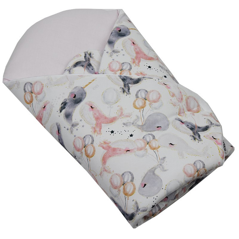 Babyhörnchen aus bedruckter Baumwolle WHALE/PINK Babyhörnchen aus bedruckter Baumwolle WHALE/PINK