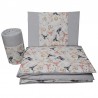 Printed cotton cot bedding set 120x90 cm WHALES/GREY