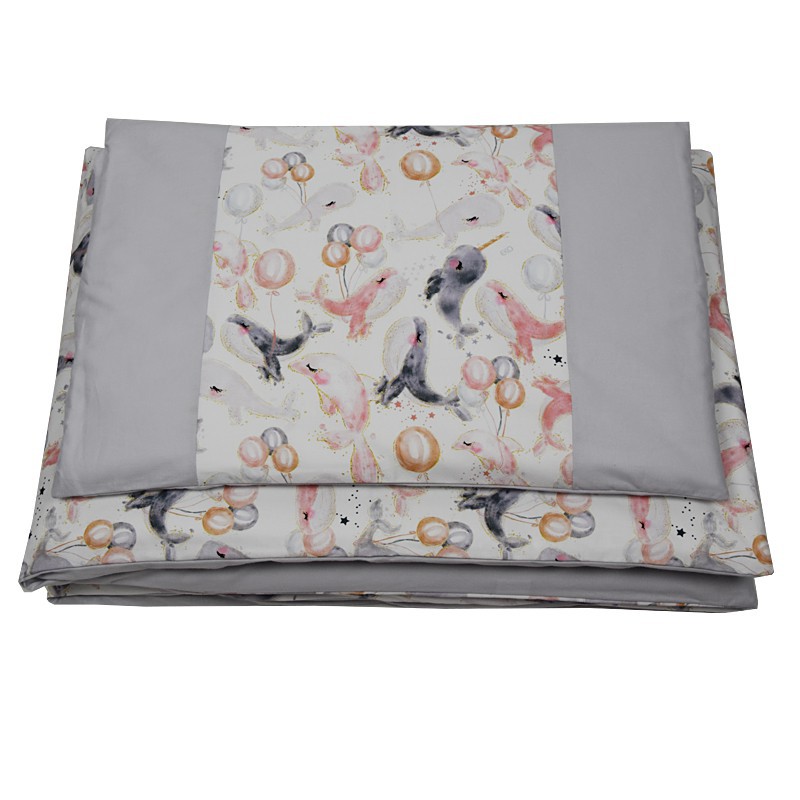 Set posteljine - 2-dijelovi 135x100 cm WHALES/GREY Set posteljine - 2-dijelovi 135x100 cm WHALES/GREY