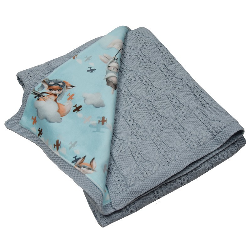 Strickbabydecke mit Plüsch AVIATOR Strickbabydecke mit Plüsch AVIATOR