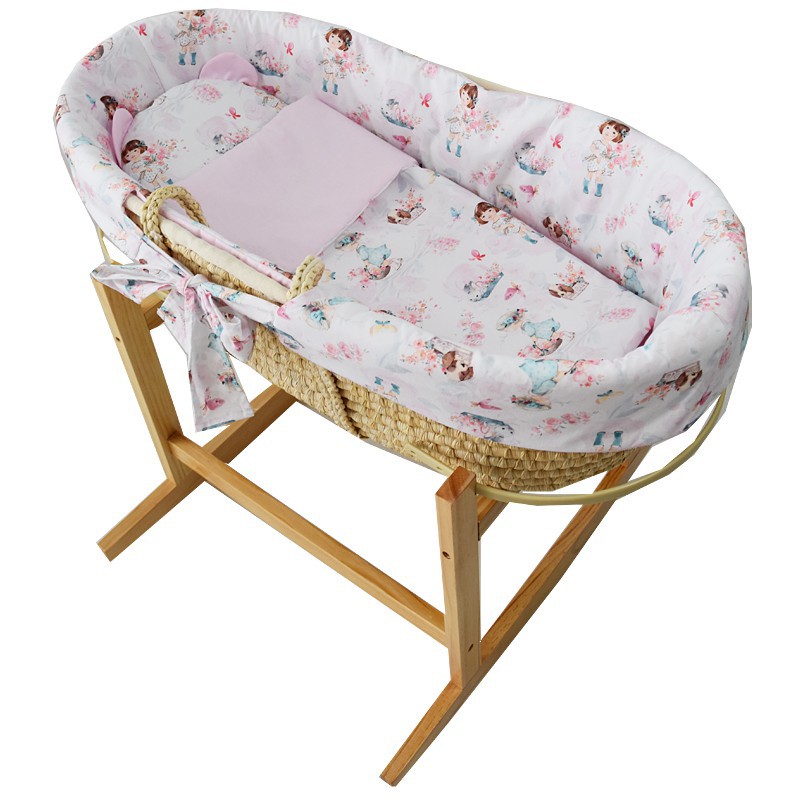 Moses basket with basket stand and equipment Moses basket with basket stand and equipment