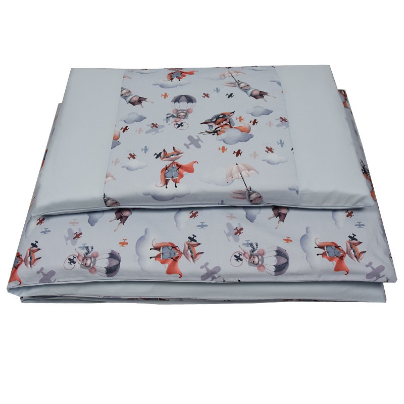 Printed cotton cot bedding set 120x90 cm AVIATOR Printed cotton cot bedding set 120x90 cm AVIATOR