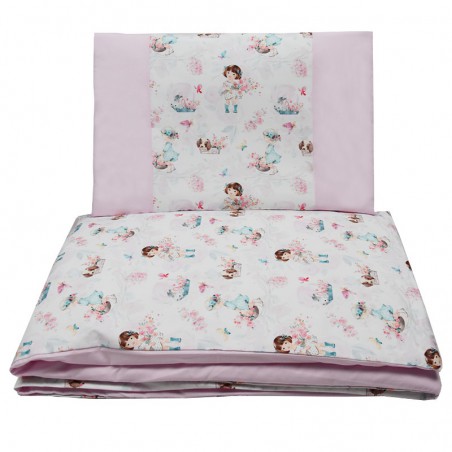 Printed cotton cot bedding set 135x100 cm GIRL