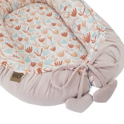 VELVET baby cocoon BEIGE FLOWERS