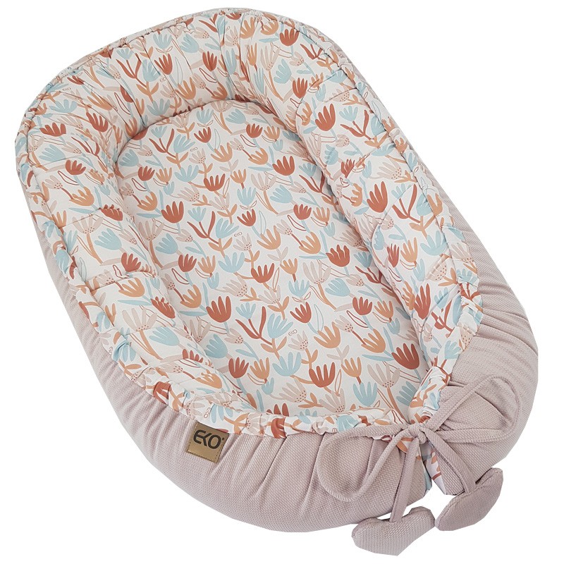 VELVET baby cocoon BEIGE FLOWERS