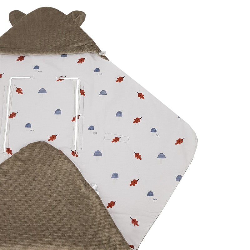 Baby Car Seat Sleeping Bag VELVET 3 and 5-point belts MUSHROOMS