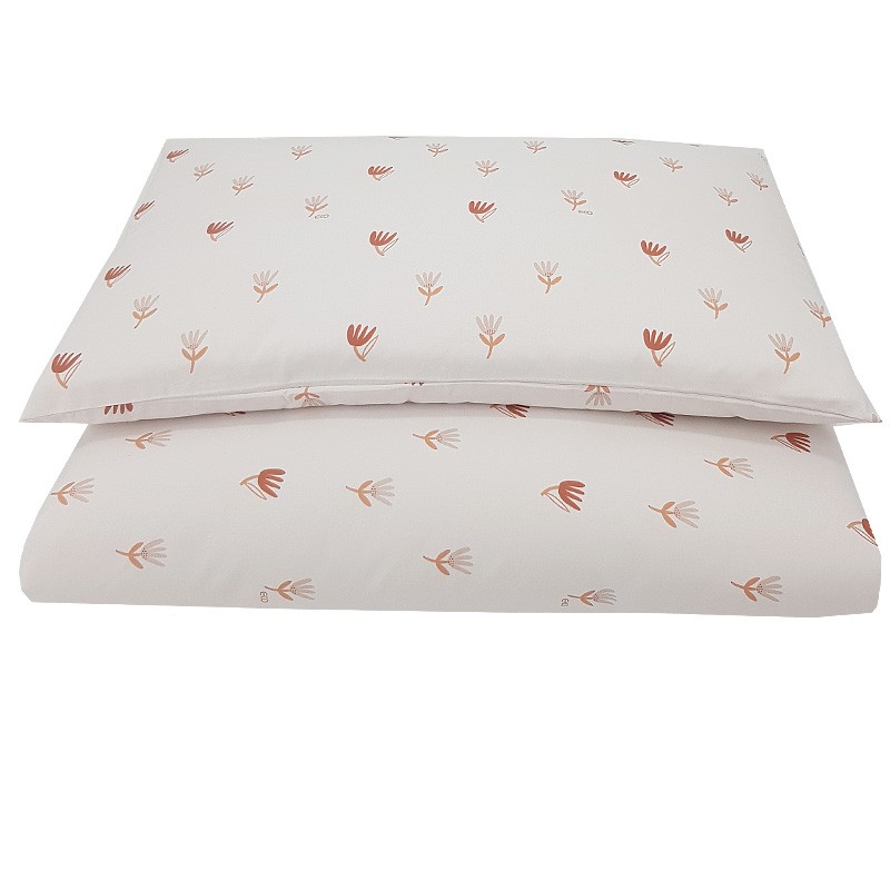 Printed cotton cot bedding set 135x100 cm BEIGE MEADOW Printed cotton cot bedding set 135x100 cm BEIGE MEADOW
