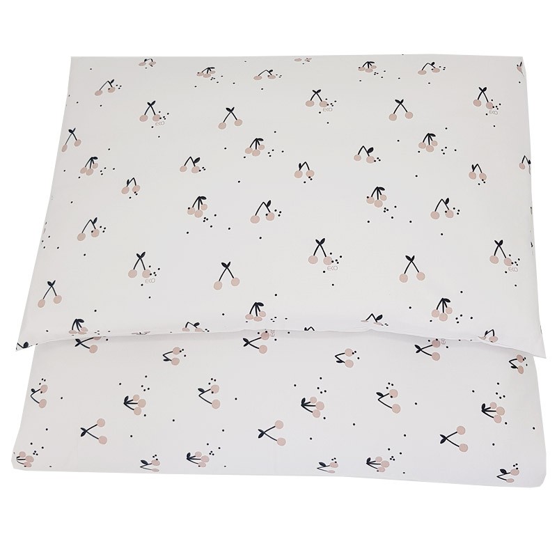 Printed cotton cot bedding set 135x100 cm CHERRIES Printed cotton cot bedding set 135x100 cm CHERRIES