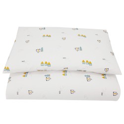 Printed cotton cot bedding set 135x100 cm HOUSES