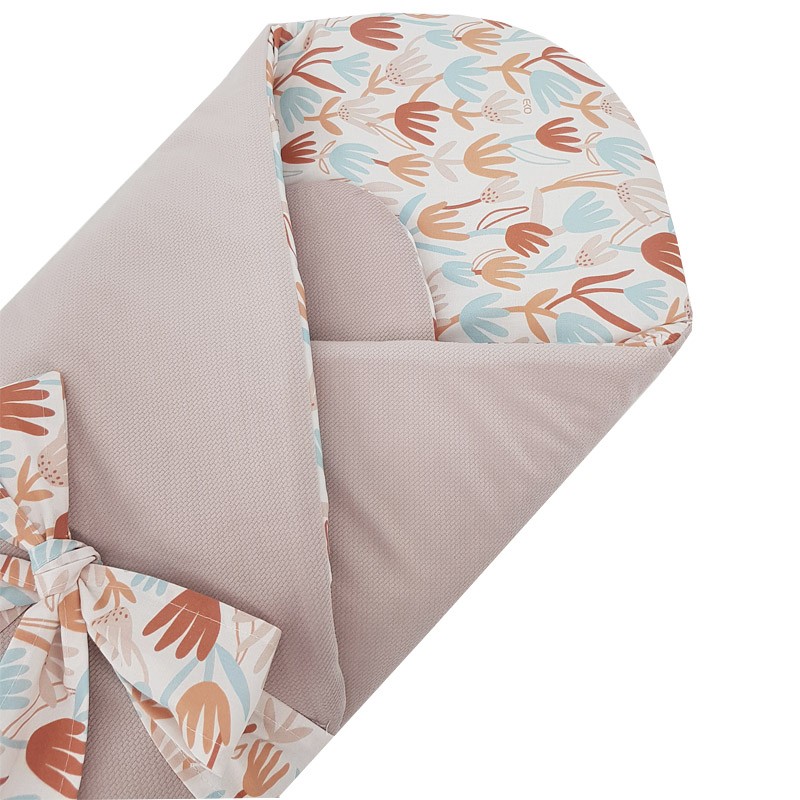 VELVET Cotton Swaddle Blanket BEIGE FLOWERS VELVET Cotton Swaddle Blanket BEIGE FLOWERS