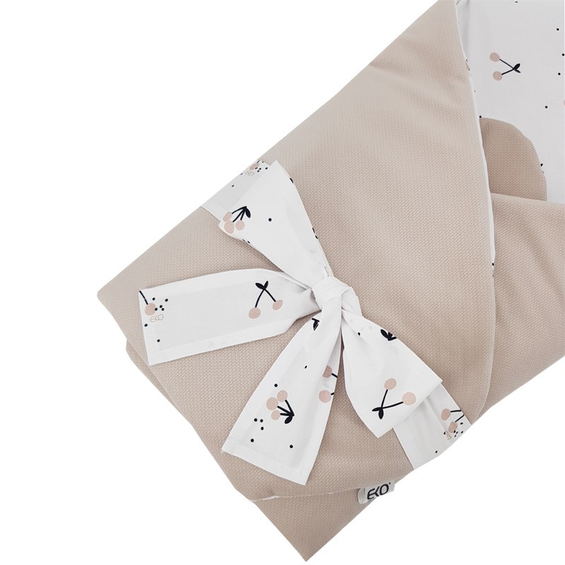 VELVET Cotton Swaddle Blanket CHERRIES