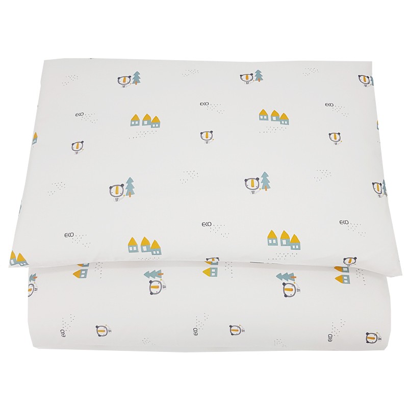 Printed cotton cot bedding set 120x90 cm HOUSES