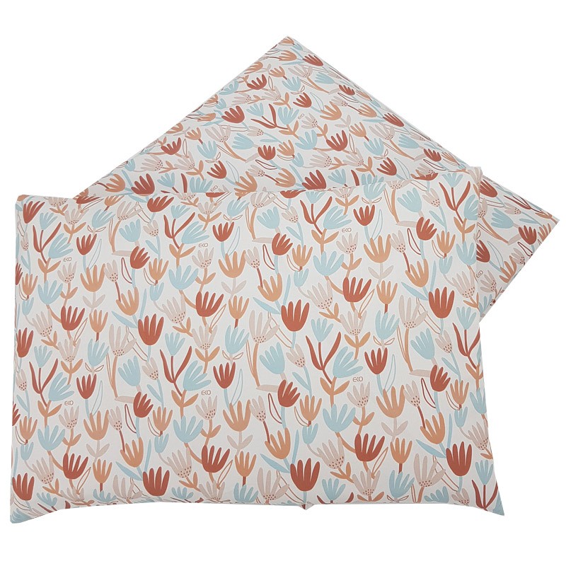 Set fürs Bettchen aus bedruckter Baumwolle 120x90 cm Printed cotton cot bedding set 120x90 cm BEIGE FLOWERS