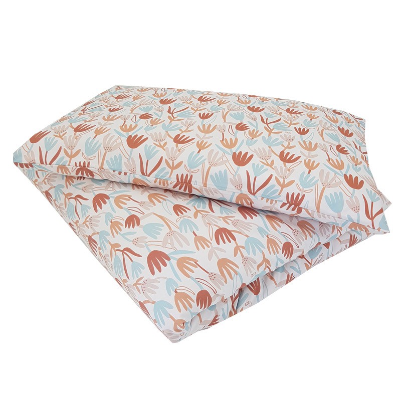 Set fürs Bettchen aus bedruckter Baumwolle 120x90 cm Printed cotton cot bedding set 120x90 cm BEIGE FLOWERS