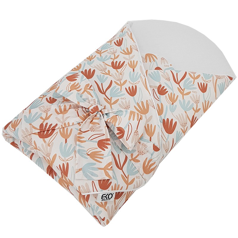 Printed Cotton Swaddle Blanket with Coconut BEIGE FLOWERS Printed Cotton Swaddle Blanket with Coconut BEIGE FLOWERS