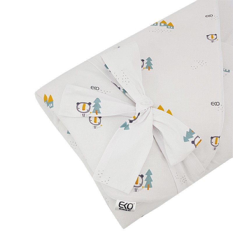 Printed Cotton Swaddle Blanket with Coconut HOUSES Printed Cotton Swaddle Blanket with Coconut HOUSES