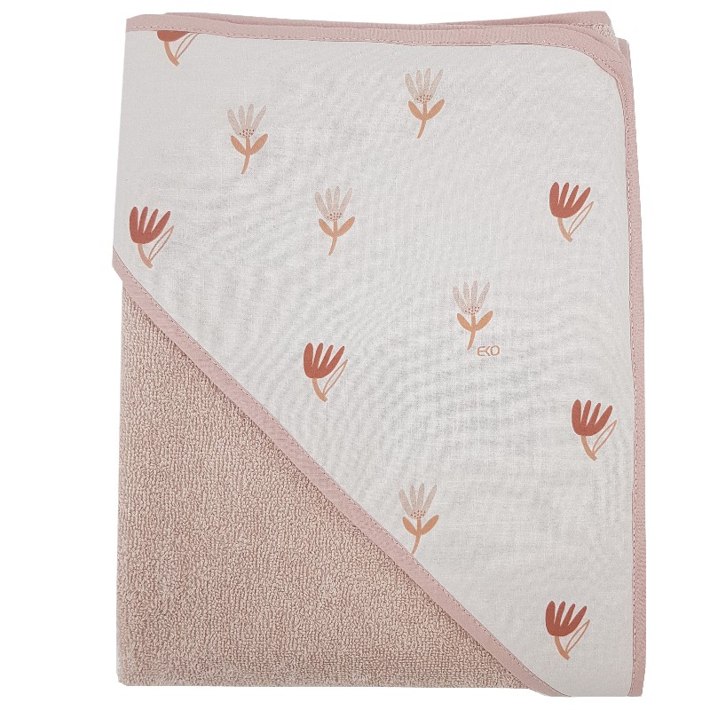 Zīdaiņu dvielītis vannošanai BEIGE MEADOW/ROSE PINK