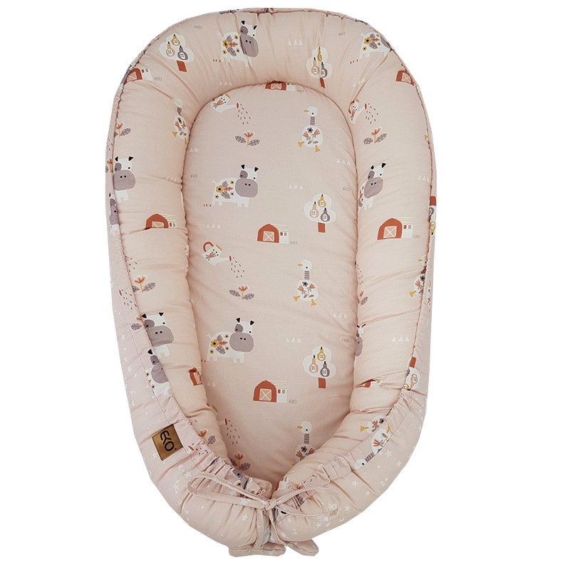 Zweiseitig Babynest aus Baumwolle MY FARM Zweiseitig Babynest aus Baumwolle MY FARM