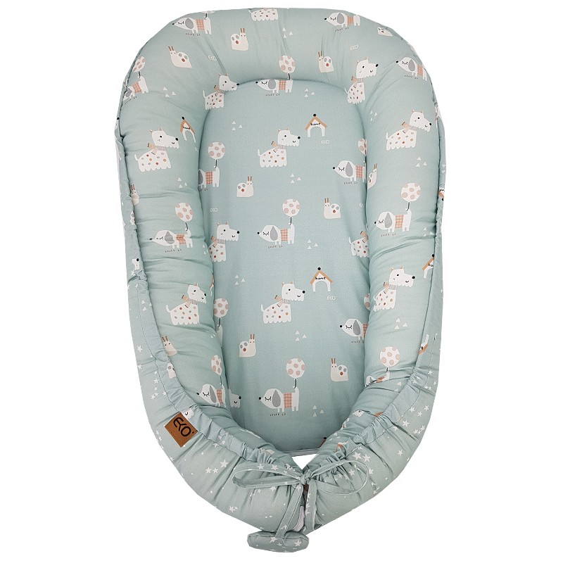 Dwustronny kokon bawełniany dla dziecka PIESKI