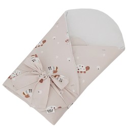 Printed Cotton Swaddle Blanket with Coconut BEES Printed Cotton Swaddle Blanket with Coconut BEES